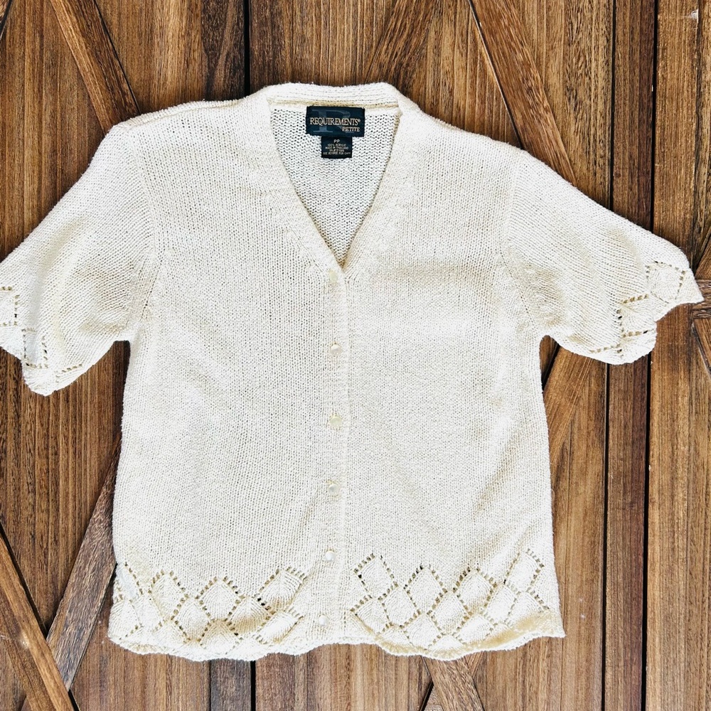 Cream Boho Knit Lace Cardigan Dainty Y2K